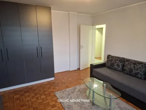 Dnevna soba sa garniturom za sedenje, velikim garderoberom i parketom na podu. - image 4