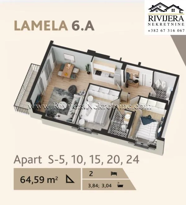 Sale, two bedroom apartment, 65m², Donja Lastva, Tivat
