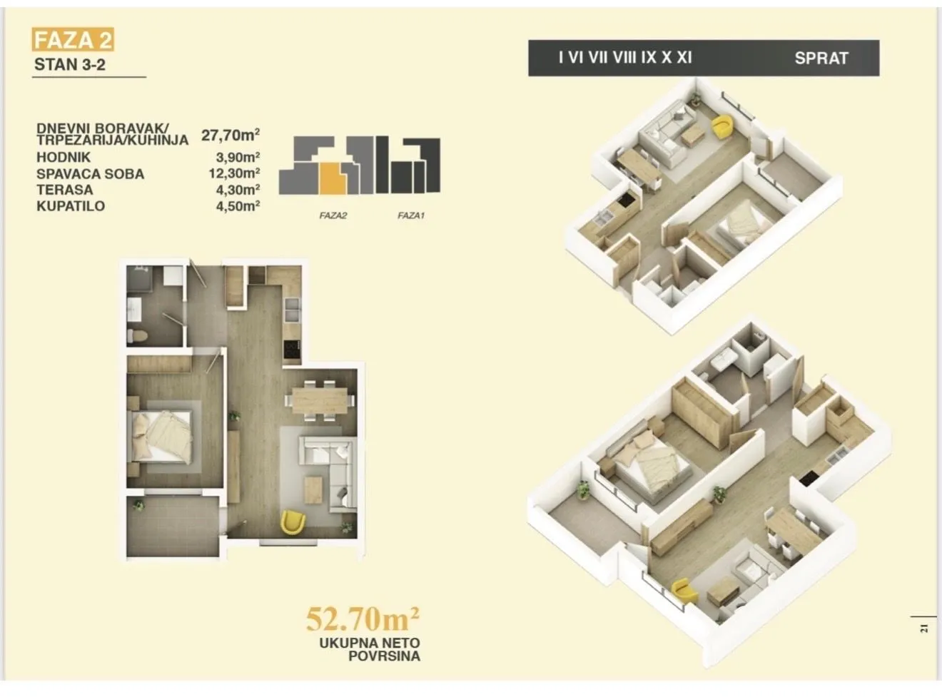 Prodaja, jednosoban stan, 53m², Centar, Bar