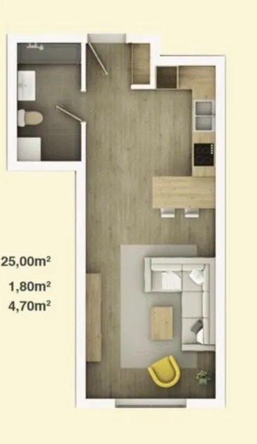 Prodaja, garsonjera, 30m², Centar, Bar - Plan prostora