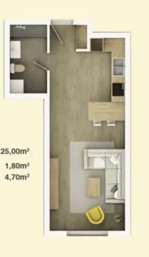 Prodaja, garsonjera, 30m², Centar, Bar - Plan prostora - image 3