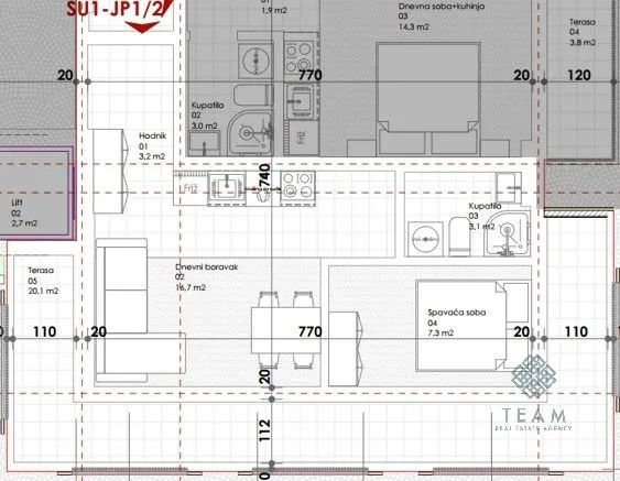 Sale, one bedroom apartment, 49m², Dubovica, Budva