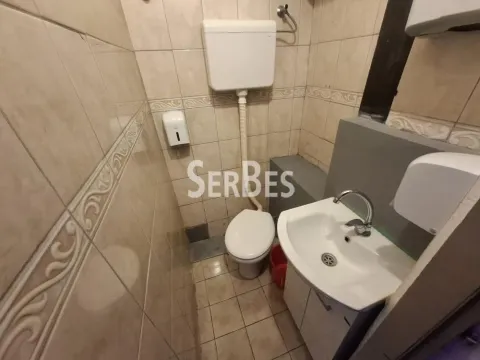 Smaller bathroom with a washbasin, toilet bowl and wall tiles. - image 19