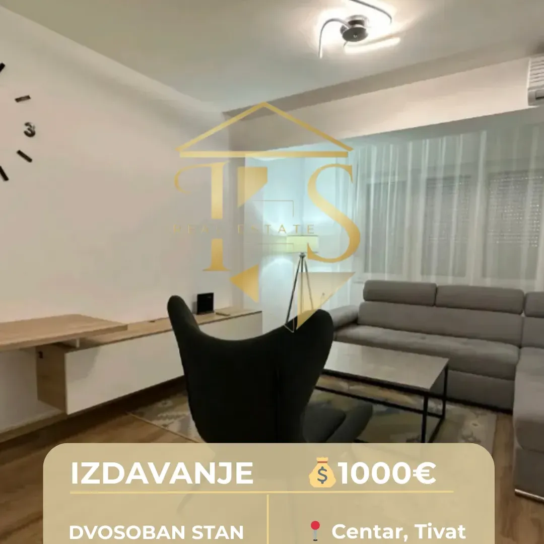 Izdavanje, dvosoban stan, 63m², Centar, Tivat