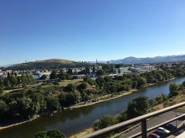 View of the river and surrounding landscape from the terrace.