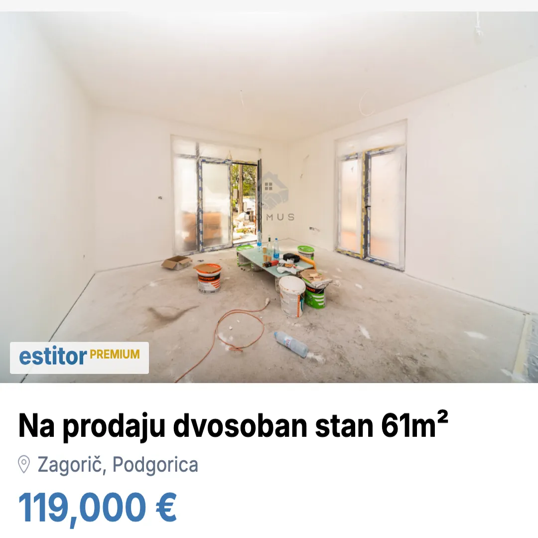 Prodaja, dvosoban stan, 61m², Zagorič, Podgorica