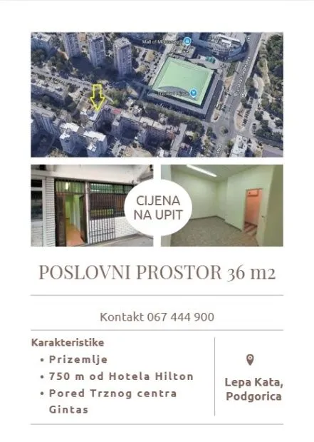 Prodaja, poslovni prostor, 36m², Lepa Kata, Podgorica