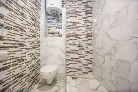 Modern bathroom with a walk-in shower and built-in sanitaryware. - image 8