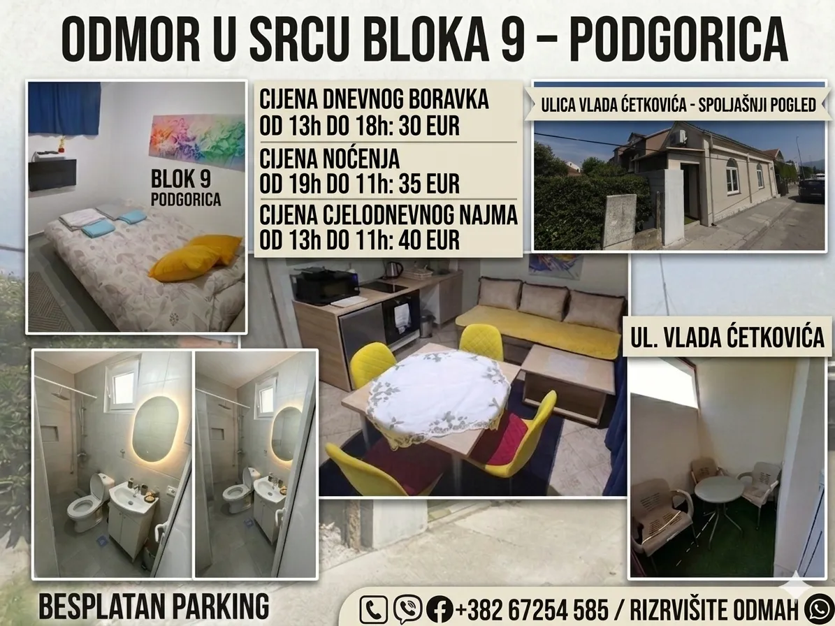 Stan-na-dan, jednosoban stan, 39m², Blok 9, Podgorica