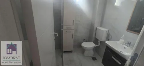 Modernly equipped bathroom with a washbasin, toilet, and cabinet. - image 5