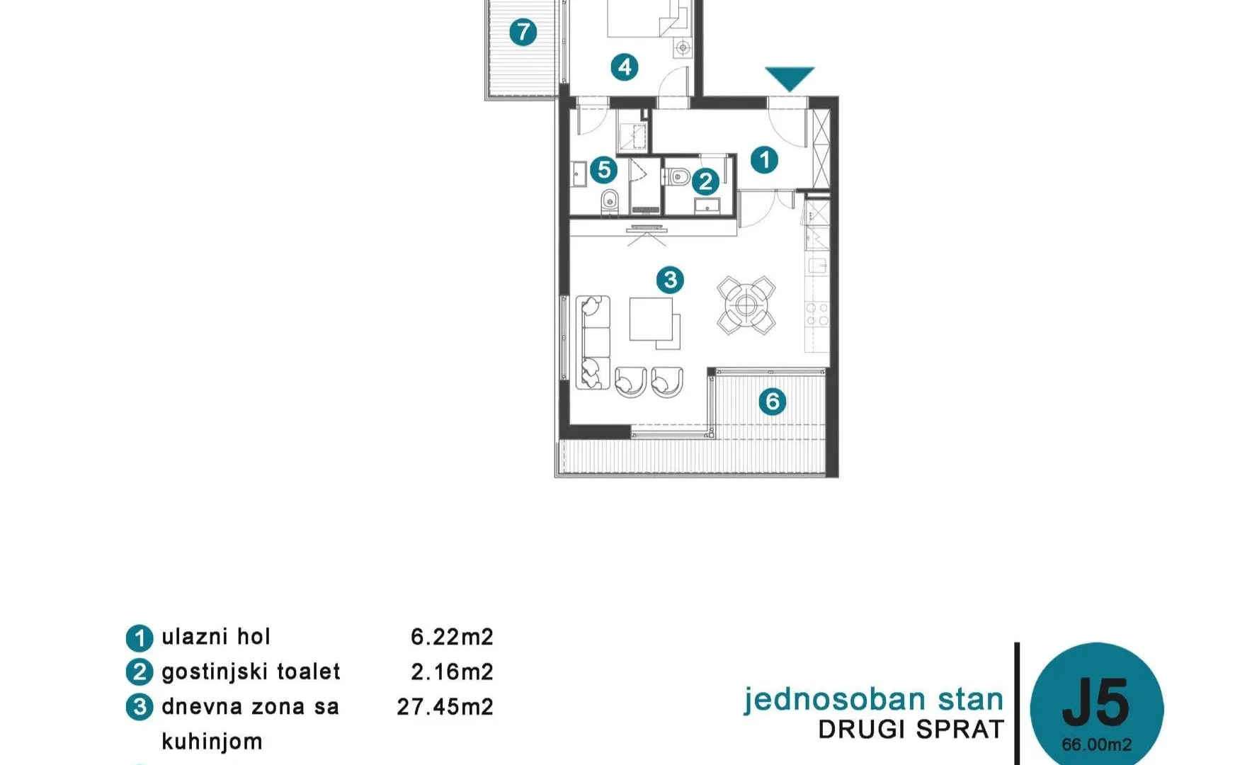 Prodaja, dvosoban stan, 66m², Tivat, Crna Gora