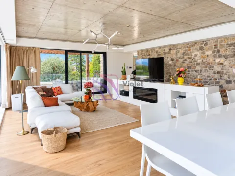 Spacious living room with sofa, TV and dining table. - image 6