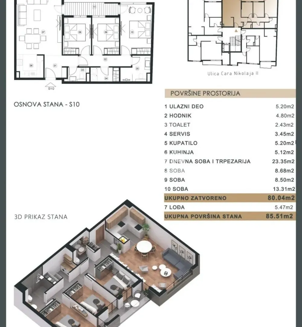 Sale, four bedroom apartment, 86m², Čubura, Beograd