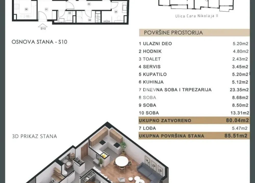 Prodaja, četvorosoban stan, 86m², Čubura, Beograd