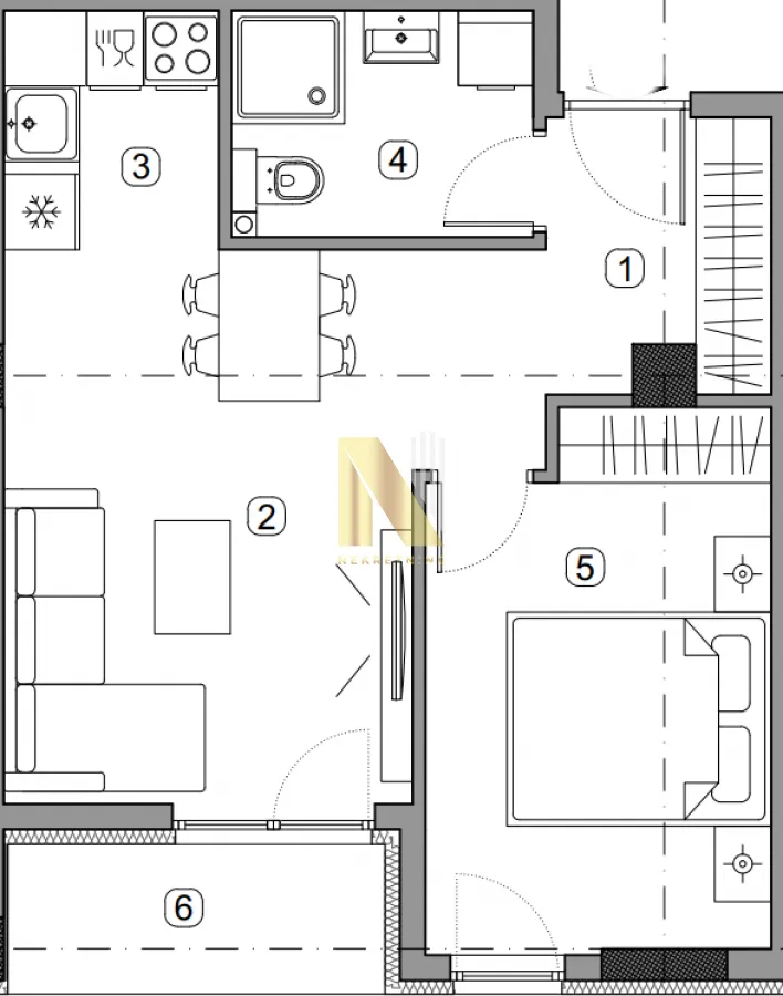 Prodaja, dvosoban stan, 42m², Centar, Inđija