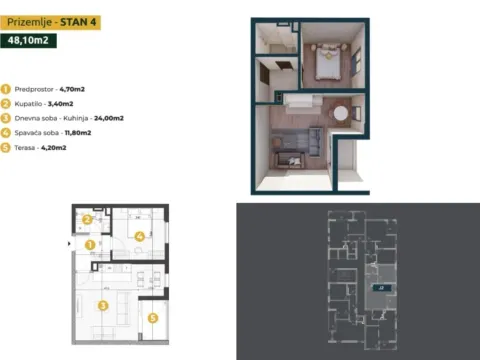 Sale, one bedroom apartment, 48m², Topolica, Bar - image 6