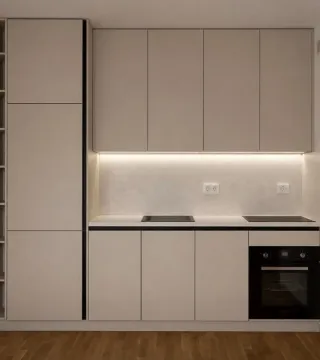 Modern kitchen with built-in cabinetry and appliances. - image 3