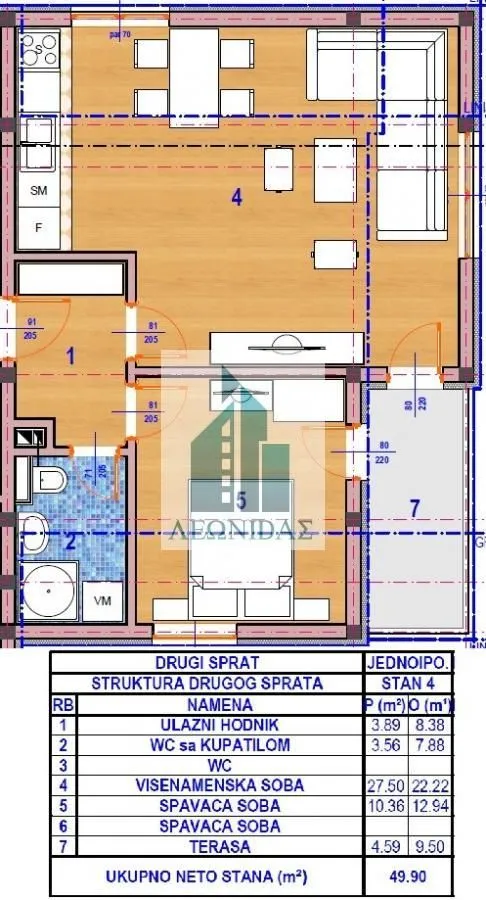 Prodaja, jednosoban stan, 50m², Donja Vrežina, Niš