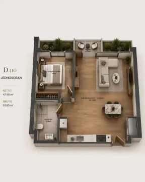 Sale, one bedroom apartment, 48m², Ilino, Bar - image 2