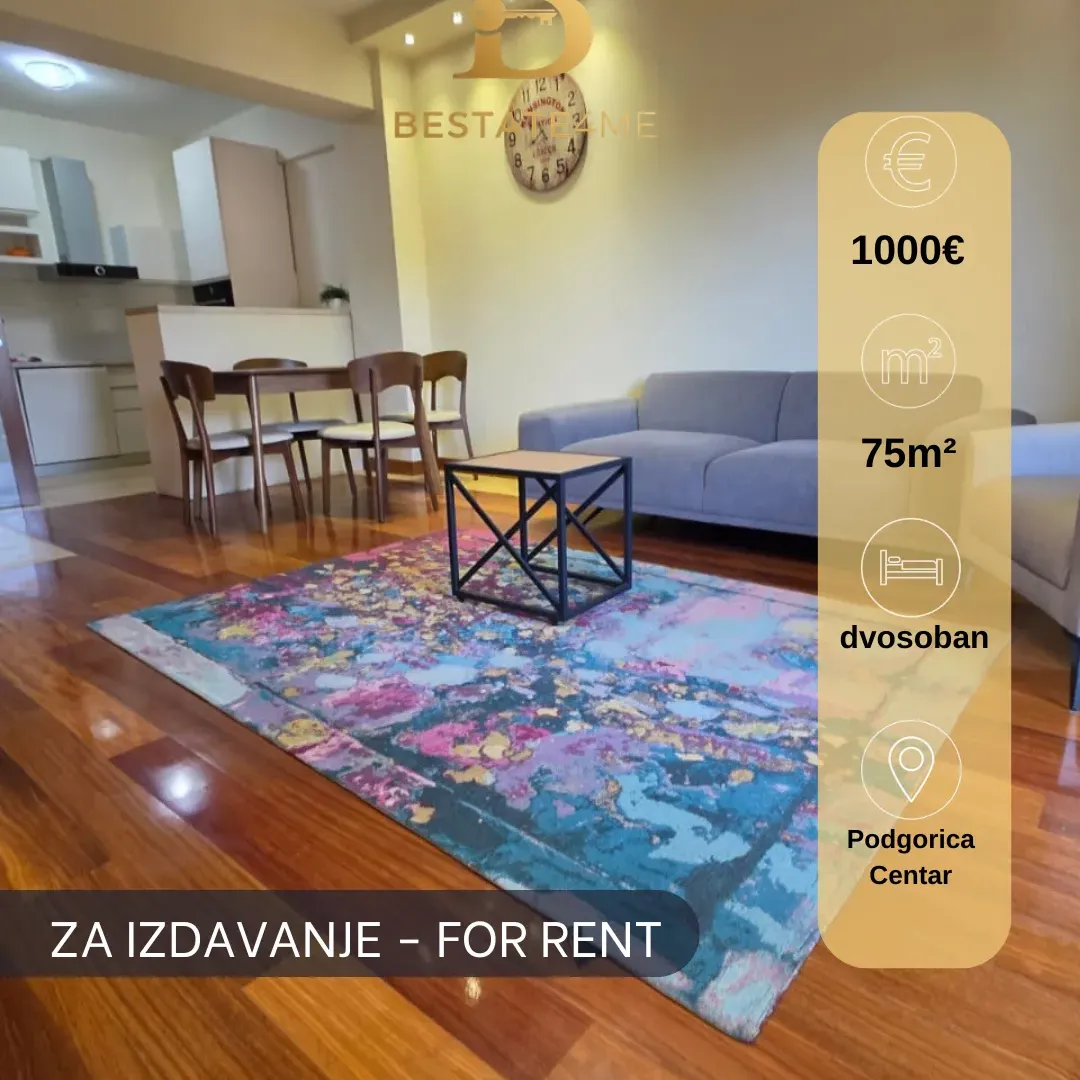 Rent, two bedroom apartment, 75m², Centar, Podgorica