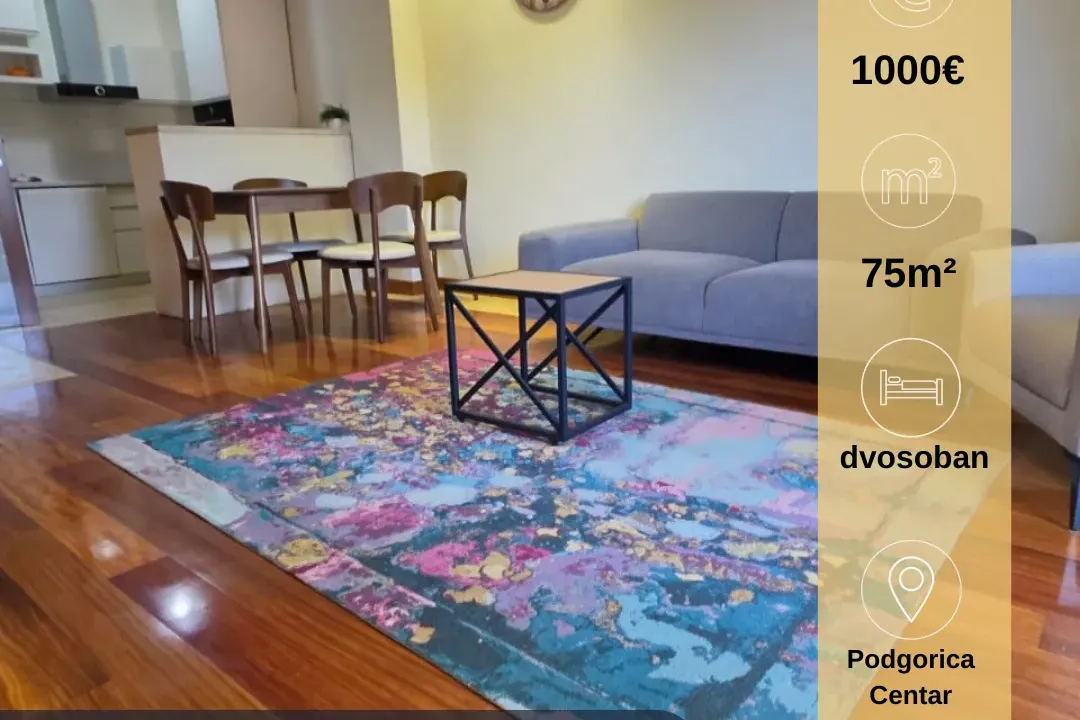 Izdavanje, dvosoban stan, 75m², Centar, Podgorica