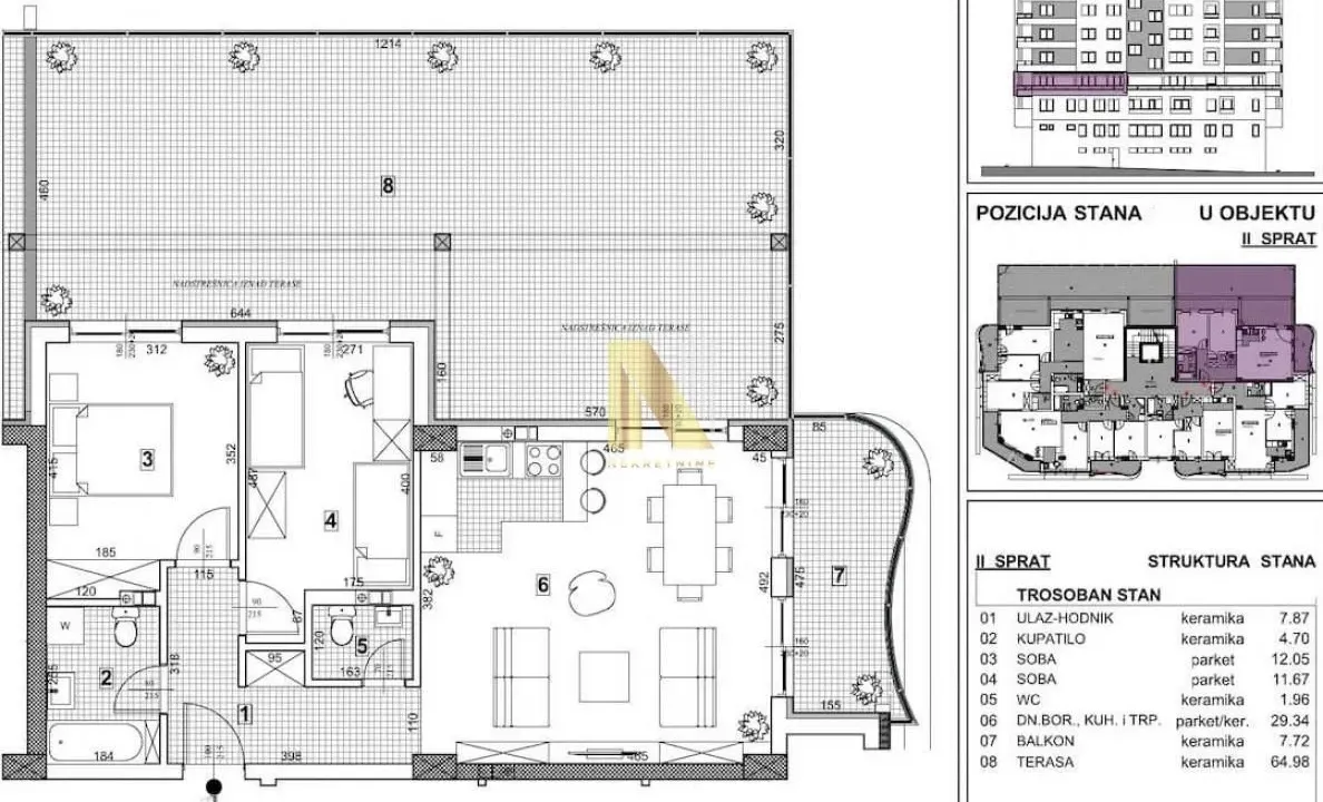 Sale, three bedroom apartment, 140m², Telep, Novi Sad Sve Podlokacije