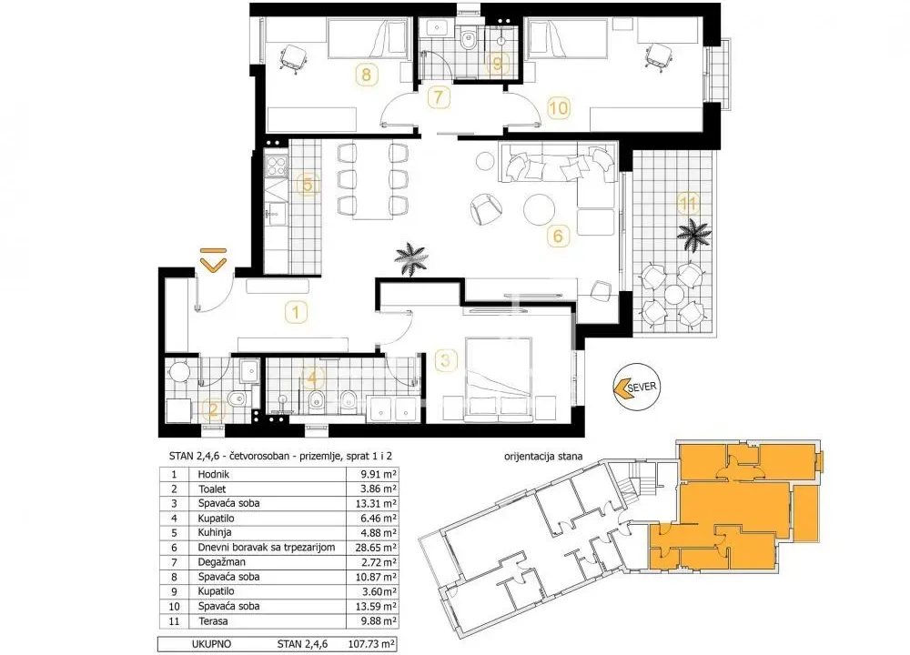 Prodaja, četvorosoban stan, 108m², Stari Košutnjak, Rakovica