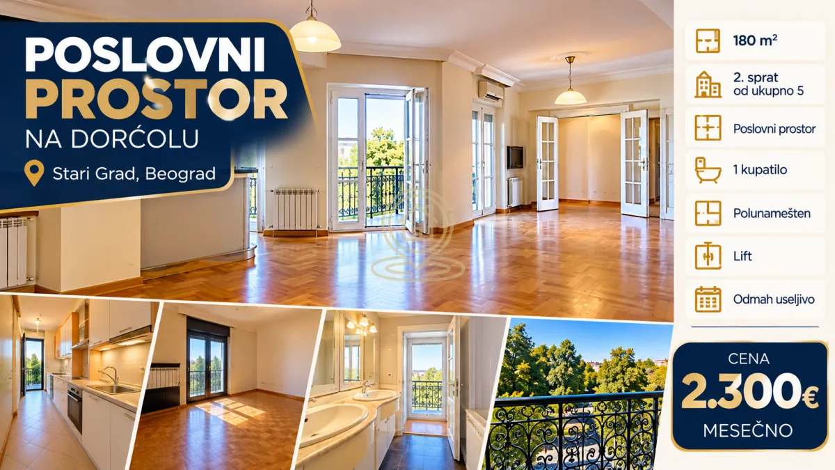 Izdavanje, poslovni prostor, 180m², Stari Grad, Beograd