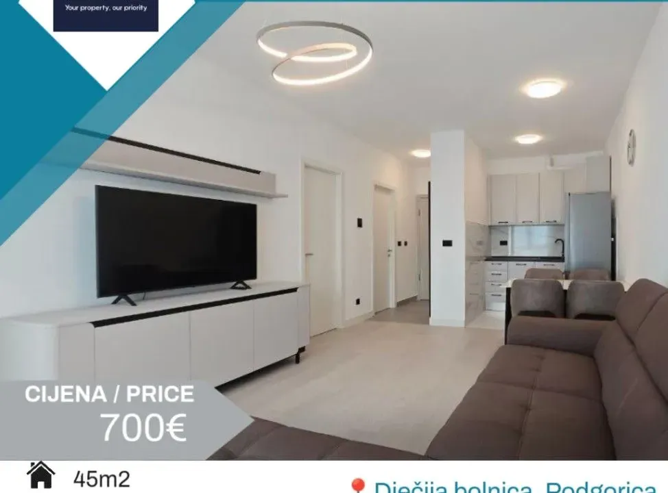 Izdavanje, jednosoban stan, 45m², Kod Big Fashion-a, Podgorica