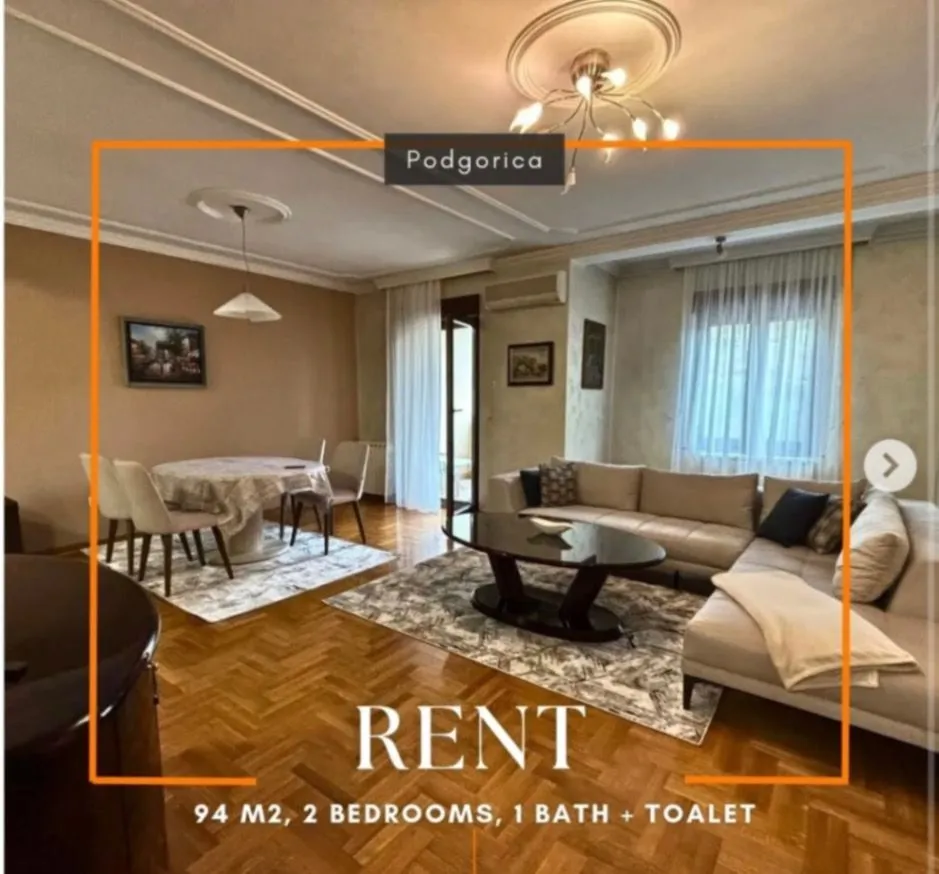 Izdavanje, dvosoban stan, 95m², Vezirov Most, Podgorica