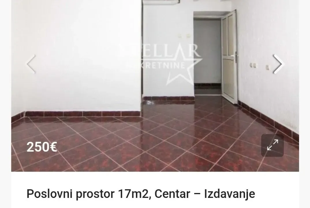 Izdavanje, poslovni prostor, 17m², Centar, Podgorica