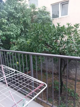 Terrace with a railing and a view of greenery and the yard. - image 7