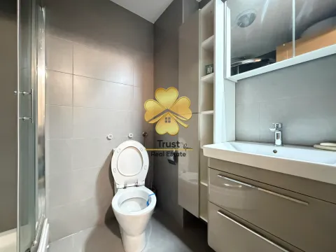 Modernly equipped bathroom with a shower cabin and washbasin. - image 9