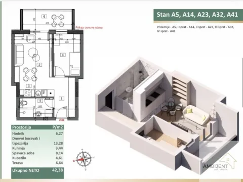 Prodaja, dvosoban stan, 42m², Stari Banovci, Stara Pazova - image 3