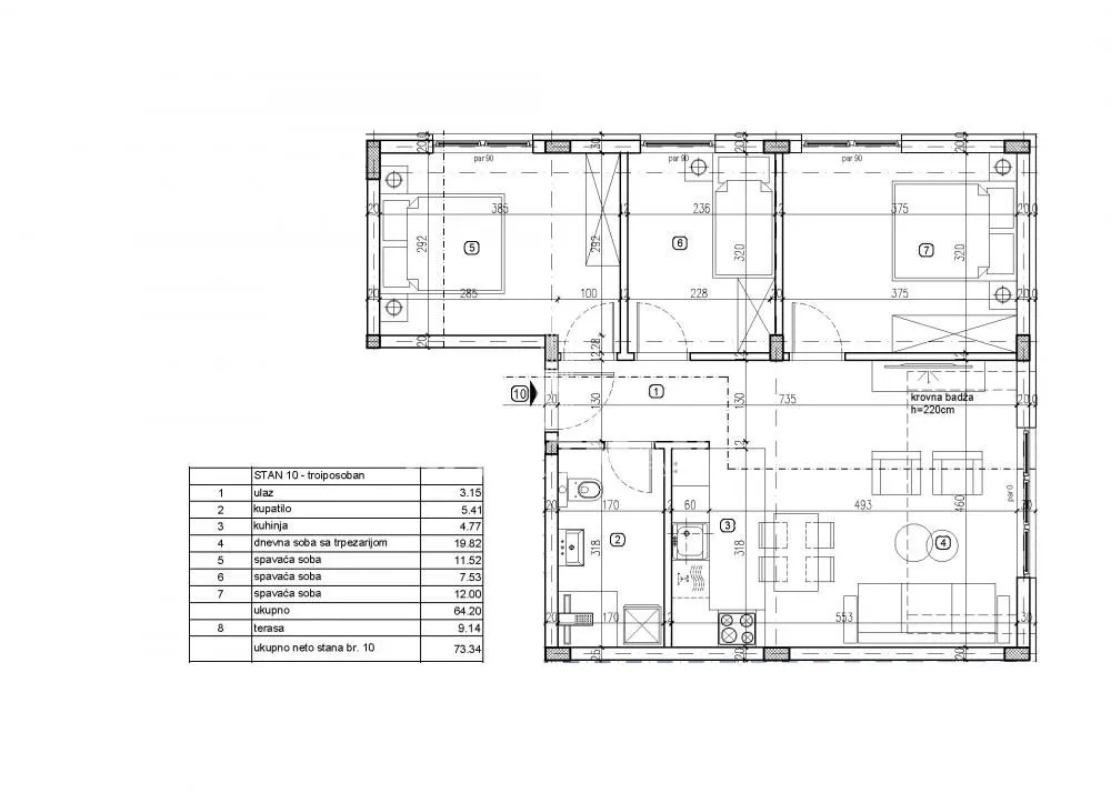 Sale, one bedroom apartment, 73m², Lekino Brdo, Voždovac Sve Podlokacije