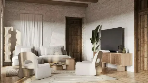 Dnevna soba sa garniturom, foteljama i televizorom. - image 17