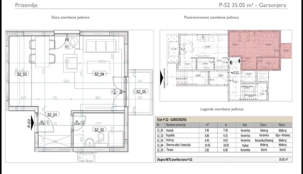 Prodaja, garsonjera, 35m², Tološi, Podgorica