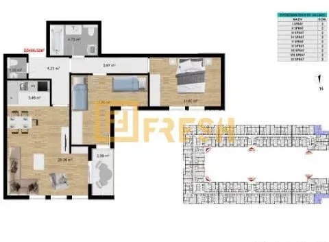 Prodaja, dvosoban stan, 67m², Stari Aerodrom, Podgorica - image 2