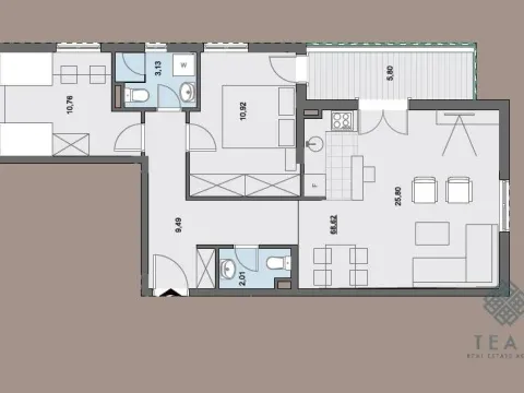 Prodaja, dvosoban stan, 69m², Donja Lastva, Tivat - image 8