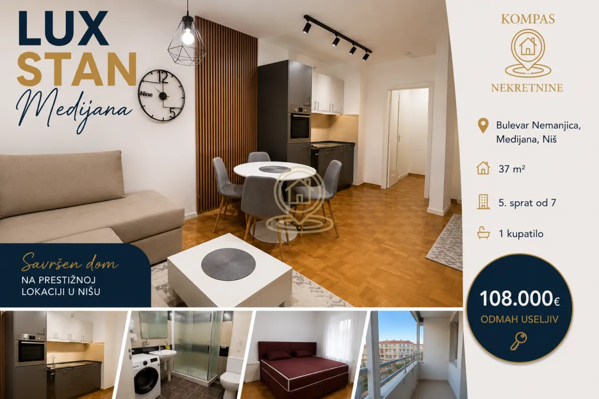 Prodaja, jednosoban stan, 37m², Medijana, Niš