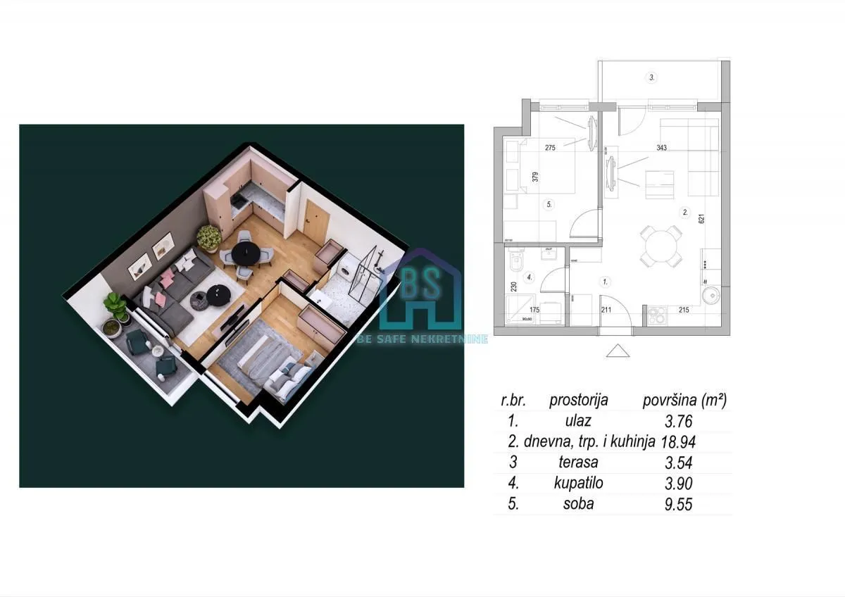 Prodaja, jednosoban stan, 40m², Mišeluk, Petrovaradin