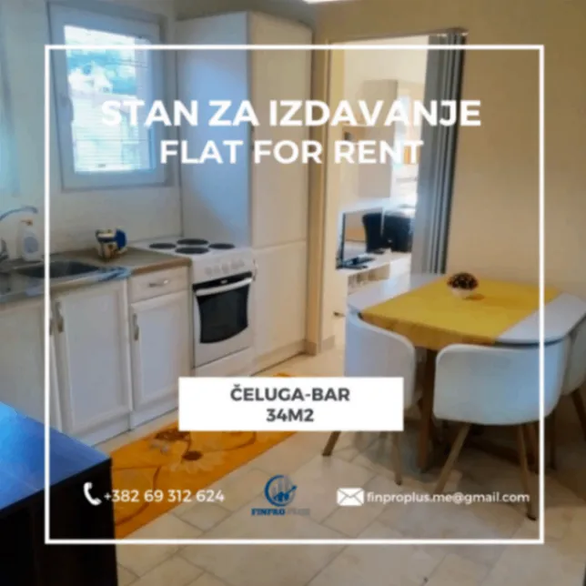 Rent, one bedroom apartment, 34m², Čeluga, Bar