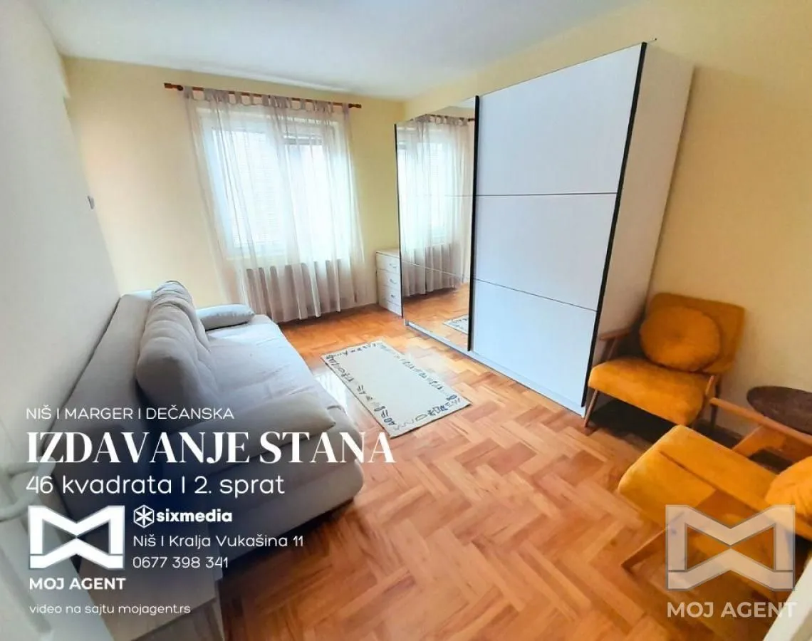 Rent, one bedroom apartment, 46m², Marger, Niš