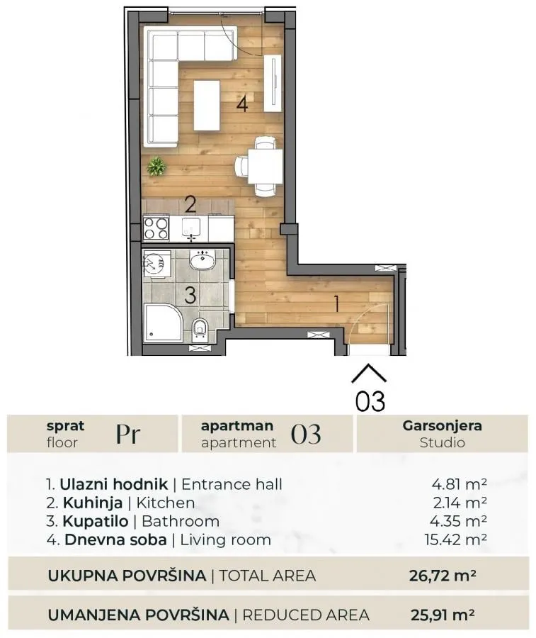 Sale, studio apartment, 26m², Detelinara, Novi Sad Sve Podlokacije