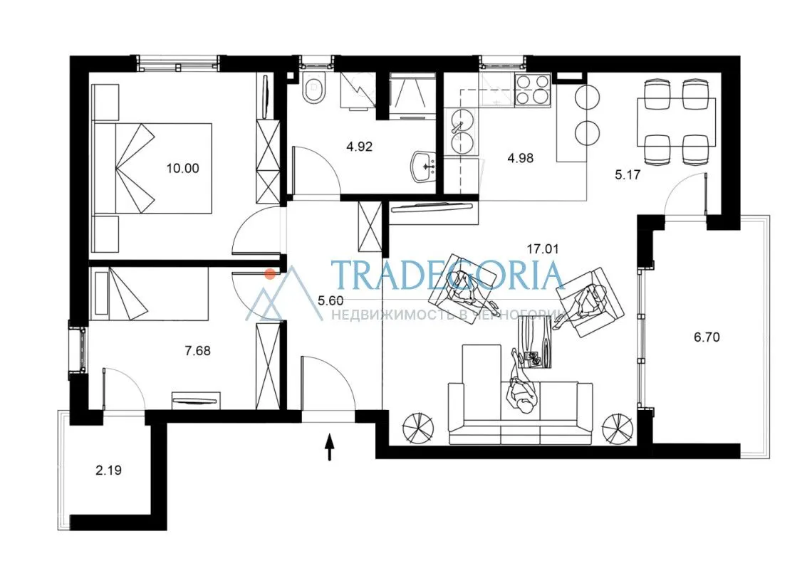 Prodaja, dvosoban stan, 63m², Bečići, Budva