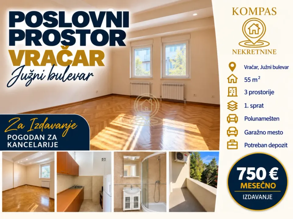 Rent, office space, 55m², Južni Bulevar, Vračar Sve Podlokacije