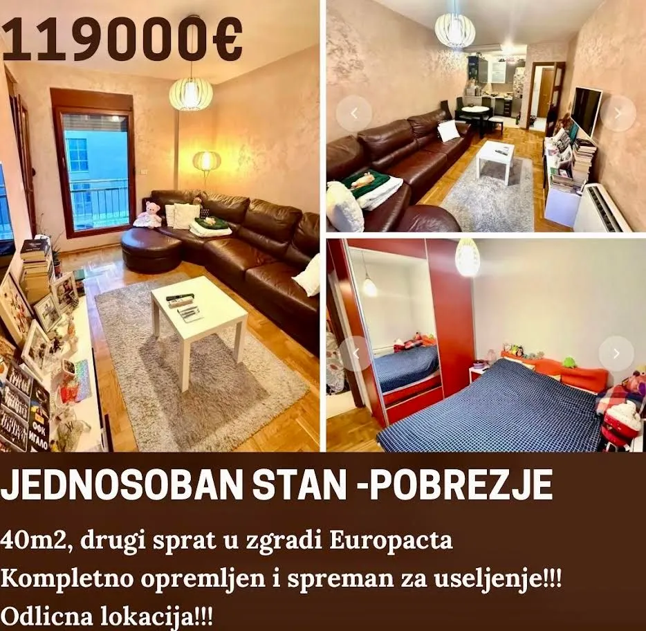 Sale, one bedroom apartment, 40m², Pobrežje, Podgorica