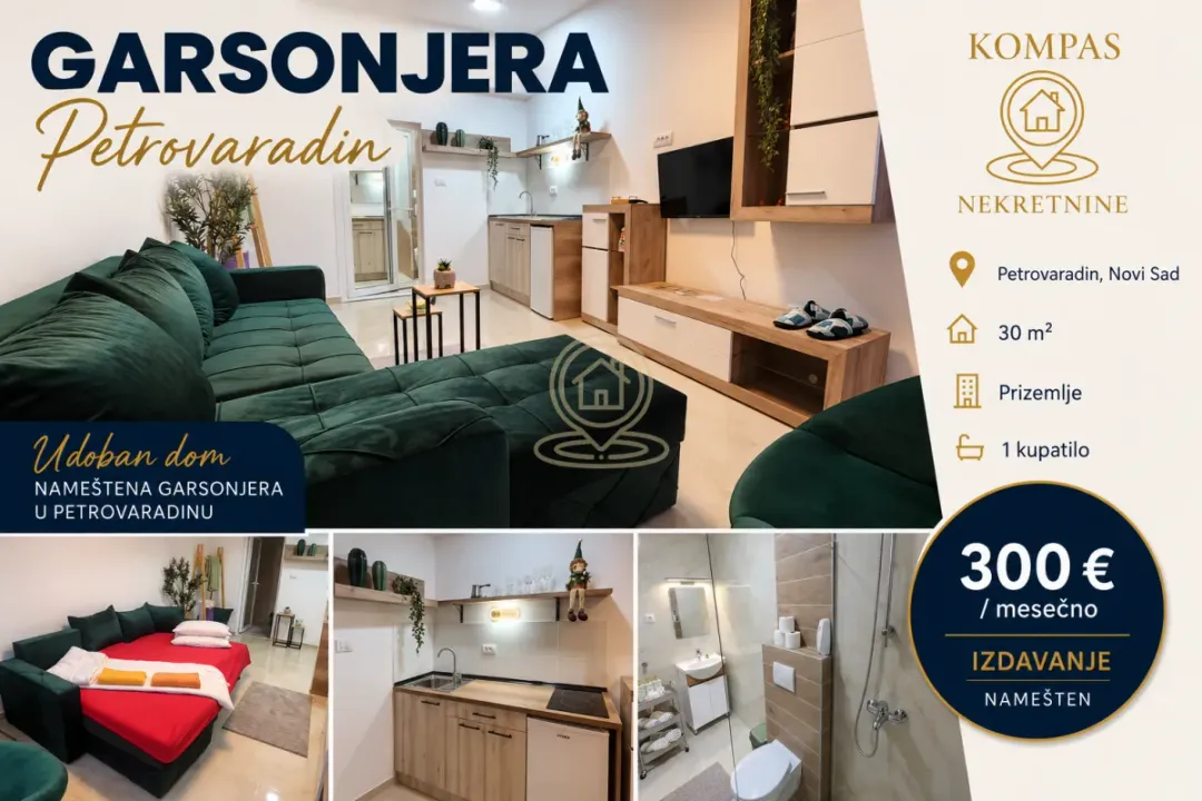 Rent, studio apartment, 30m², Petrovaradin, Novi Sad