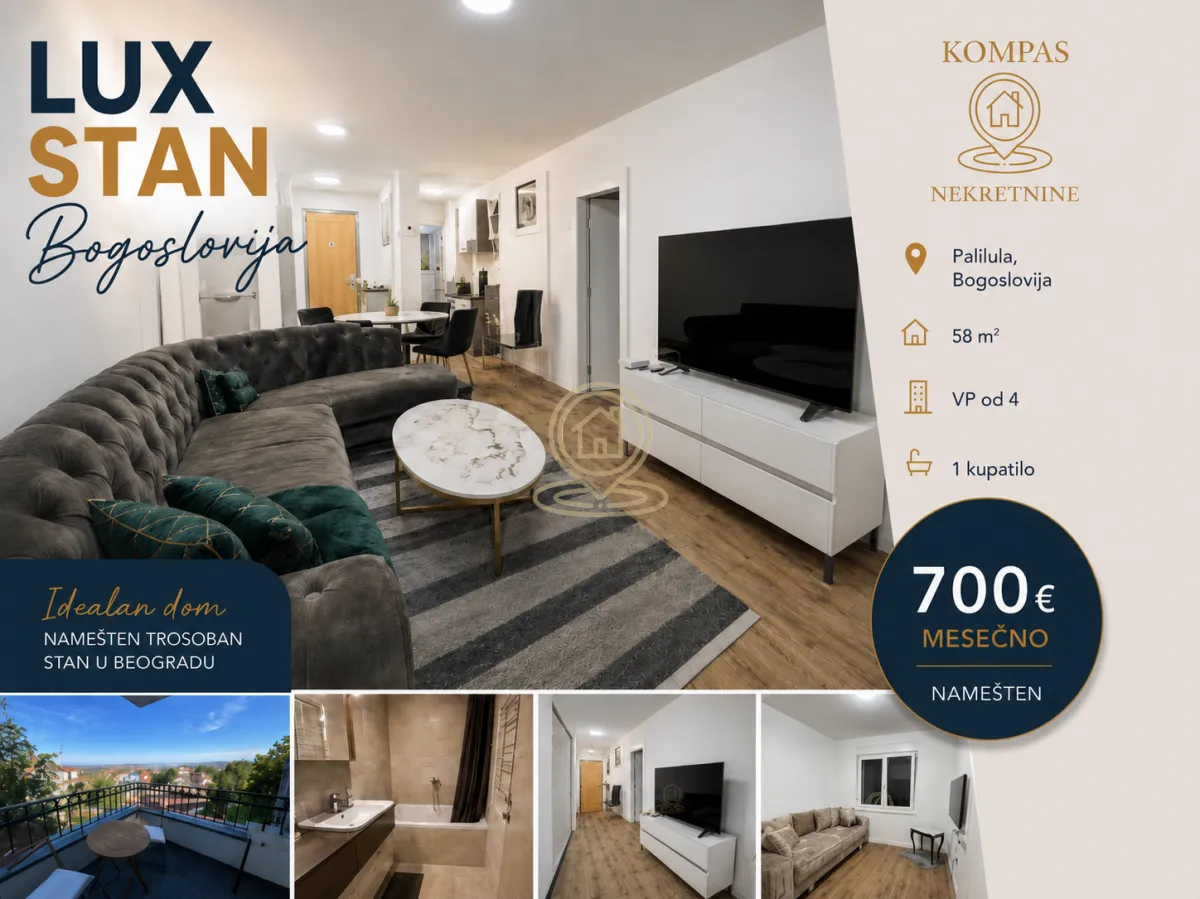 Rent, three bedroom apartment, 58m², Bogoslovija, Palilula Sve Podlokacije