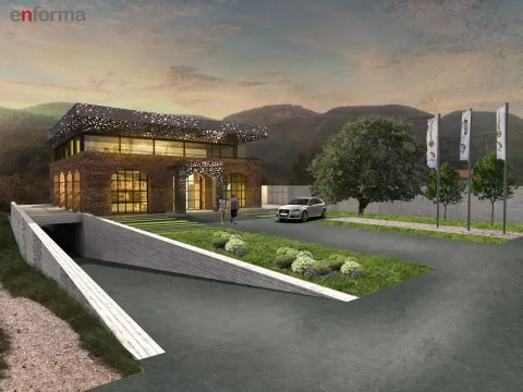 Exterior view of a modern commercial building with parking and an underground garage. - image 4